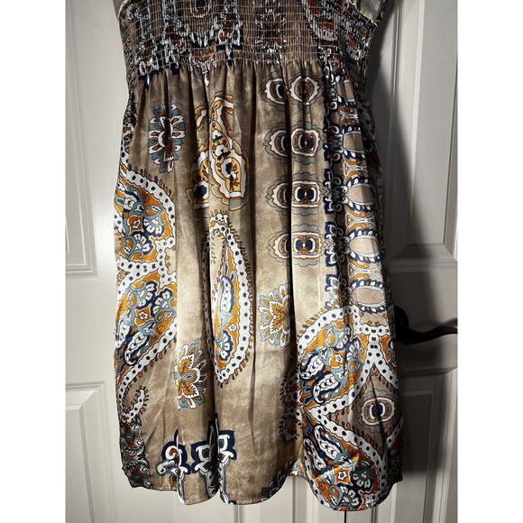 Bucketlist Spring Summer V Neck Paisley Dress--Women's Large--Ruched Waist - Picture 7 of 12